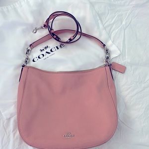 Authentic Coach Pink Pebble Leather Crossbody - Silver Trim